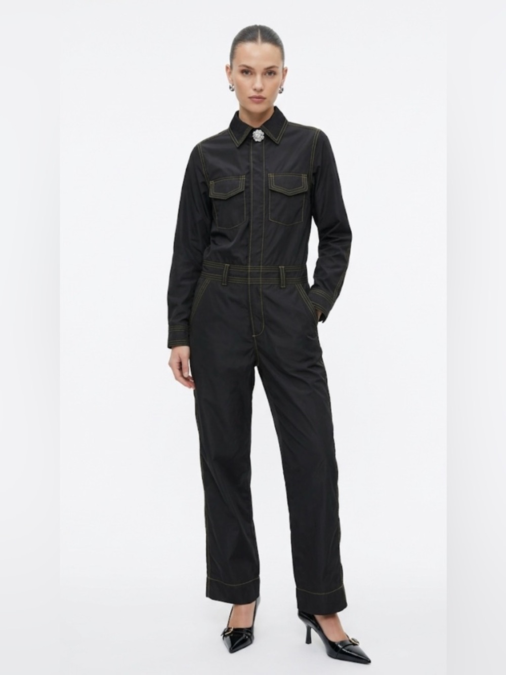 NWT Ganni black utility boiler jumpsuit size XS